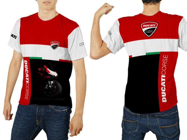 T-Shirt Ducati Corse Racing Personalisierte Rot Schwarz Weiß