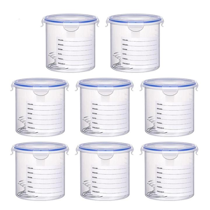 8Pcs Plastic Paint Containers with Lid Touch up Paint Cups Paint ...