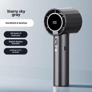 Handheld Jet Fan Mini Fan Rechargeable Handheld Portable Strong Wind High-Speed 100 Gear Digital Display.
