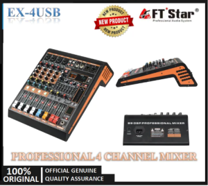 FT STAR Spider 4 CH Professional Mixer 4-Channel Mixing Console and Aux Paths Effects Processor EX-4USB
