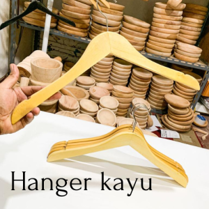 HANGER KAYU TANPA PALANG GANTUNGAN BAJU MURAH ISI 100