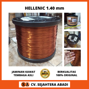 JAMINAN KAWAT TEMBAGA ASLI MERK HELLENIC Ukuran Tebal Kawat 1.40 140 mm 1.40mm 140mm Dijual per 100gr 100 Gram 1 Ons Dipakai Buat Gulung Dinamo Trafo Tamiya Generator Spull