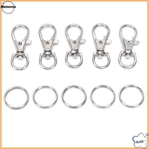 Follow Get More【Metonna】 50Pcs Metal Swivel Lobster Clasps Clips Hook with Key Ring DIY Jewelry Craft