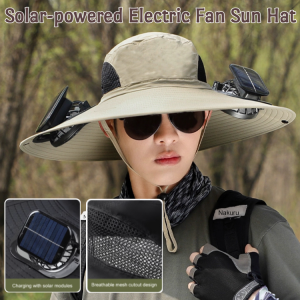 Solar-powered Electric Fan Sun Hat UV-blocking USB Rechargeable Solar Fan Hat For Outdoor Activities