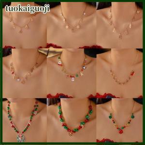 tuokaiguoji สร้อยคอประดับลูกปัดกระดิ่งคริสต์มาสสุดหรูสำหรับผู้หญิงจี้รูปกระดูกไหปลาร้าสายโซ่ของขวัญสำหรับงานเลี้ยงปีใหม่