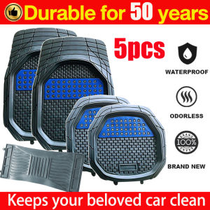⚡Sedia Stok⚡Universal Car Floor Mat Set 5PCS Rubber Waterproof Foot Pad Anti-slip Carpet Kereta Car Carpet Alas Lantai Kereta