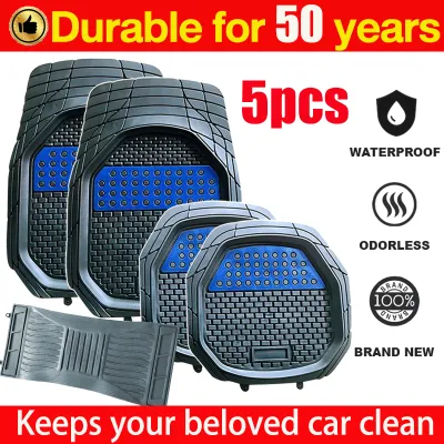 ⚡Sedia Stok⚡Universal Car Floor Mat Set 5PCS Rubber Waterproof Foot Pad Anti-slip Carpet Kereta Car Carpet Alas Lantai Kereta