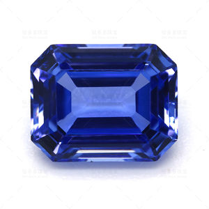 Sapphire Loose Stone Cultured Emerald Cut Inverted Octagon With AGL Certification For Ring Pendant Jewelry