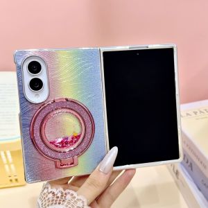 Case for Galaxy Z fold 8 ultra 8/7/6/5 Luxury Diamond Plating Sparkle Glitter Water Ripple Magnetic Kickstand Bracket Girls Women Protective Phone Case for Samsung Galaxy Z Fold 8 (Silver)