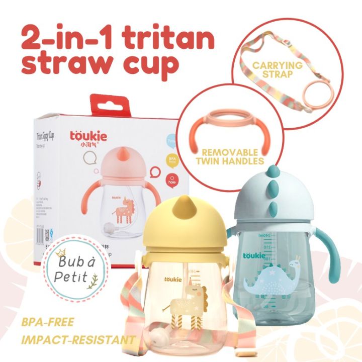 Oberni Tritan Baby Sippy Cups - 2-Pack 9oz Spill-Proof Cups With Weighted Straw