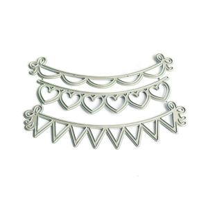 Heart Banners Cutting Dies Embossing Stencils Cuts Stencils Triangles Banners Metal Die Cuts for Decoration