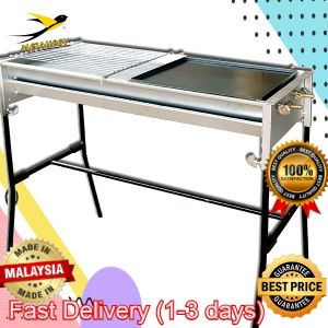 Metallogy Large Long BBQ Grill GAS With Stand Net Classic BBQ Picnic Camping Stove/ Dapur Tradisional BBQ 200Hot Plate PanKuali Leper Pakai Gas (2 In 1)