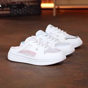 [Free Shipping] Summer Half-Strap White Shoes For Women 2026 New Model No Heel Open-Toe Slippers For Outdoor Wear Soft Sole Comfortable Sandals W096
