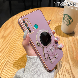 YIWESAN Casing Ponsel untuk Infinix Hot 9 Pro Hot 9 Play Hot 8 Pro X655C X650 X650C Case HP lipat lapisan desain Casing baru berdiri Kesing pola astronot brave kartun Softcase