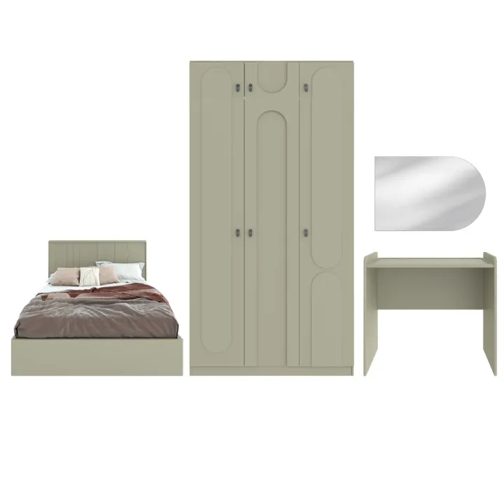 เตียง SB Design Square SB FURNITURE ชุดห้องนอน ชุดห้องนอน ขนาด 6 ฟุต รุ่น Lavique (5 pcs.) สีครีม
