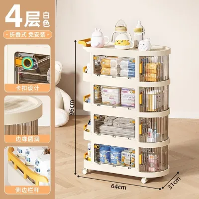 【KF】Troli Penyimpanan Bergerak Multi-Lapisan Dengan Roda Multi-Layer Movable Storage Trolley With Wheels Large Capacity Organizer Shelf Baby Mommy Daily Essentials Toys Snack Storage Rack