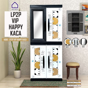 Lemari Pakaian Baju Plastik JUMBO BESAR 4 susun 2 Pintu CERMIN KACA BAGUS KUAT