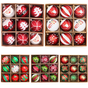 New Christmas theme elements 6CM9PCS hand-painted Christmas ball set Christmas tree pendant decoration