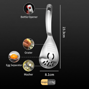 Food Grade 304 Stainless Steel Multifunctional Spoon Grater Colander Bottle Opener Kitchen Gadget
