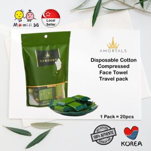 AMORTALS KOREA Disposable Cotton Compressed Face Towel Travel Pack Portable Face & Hand Towel - 20pcs/Pack