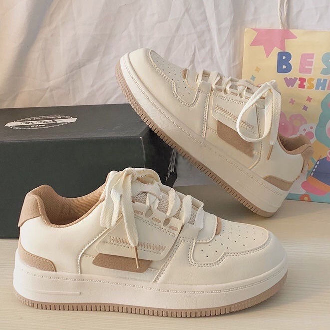 Korean fashion Women flat White Shoes Casual Rubber Sneakers for