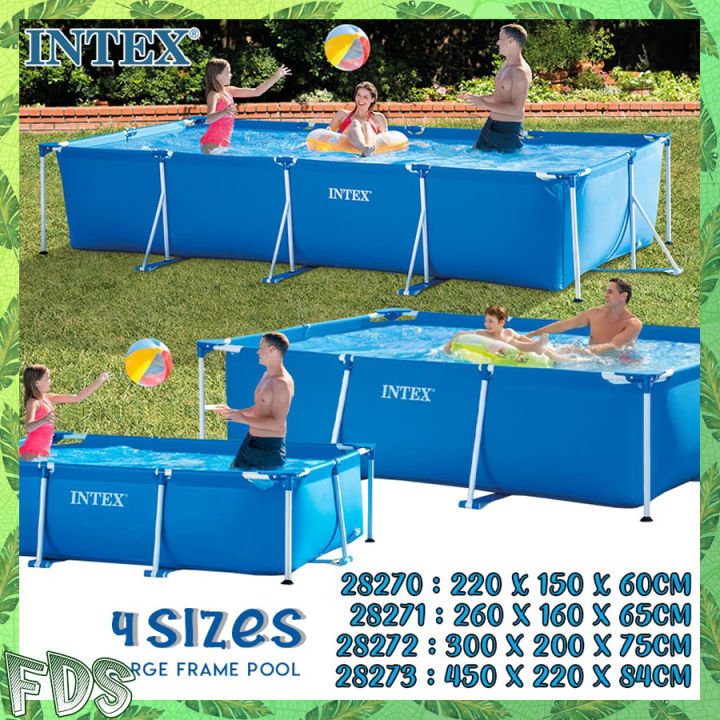 INTEX 4 Sizes Rectangular Frame Pool Set Family Large Outdoor Swimming Pool Kolam Air / Renang Kolam Mandi Besar  Murah