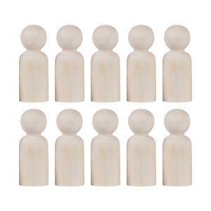 SINGLE Lovely 20pcs Male Female Blank Puppets Natural Wood Wood Crafts Wooden Peg Doll Unpainted Figures Wedding Decoration