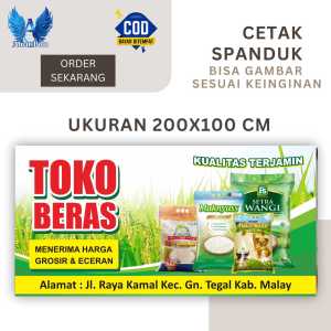 Cetak Spanduk Banner TOKO BERAS Ukuran 200x100 Costom Desain