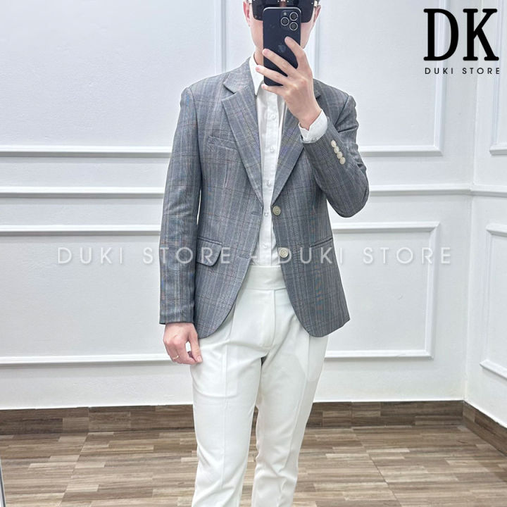 Áo vest nam, áo blazer nam 1 nút Hàn Quốc kẻ caro vintage cực sang BDK0003  - DUKI STORE | Lazada.vn