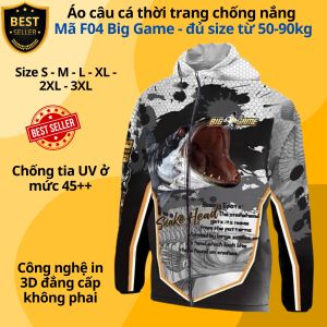 Áo đi câu cá thời trang chống nắng F10 F04 F03 chất liệu polieste chống tia UV đủ size từ 50-90kgchính hãng D Danido