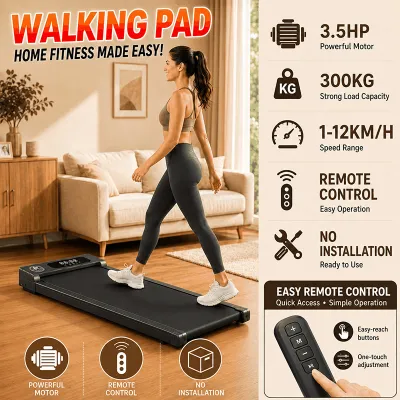 【3.8HP Folding Treadmill】Home Running Machine with Remote Control | Quiet Shock Absorption | 1–15KM/H Adjustable Speed Walking Pad for Exercise & Fitness