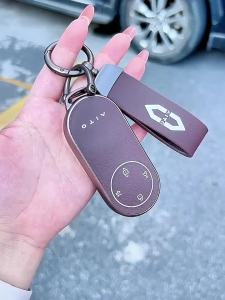 kkmf For Huawei AITO M5 M7 M8 M9 2024-2026 Electric Vehicle Key Case Fob Leather Car Key Cover Interior Keychain Buckle Accessories 4Y1Z7