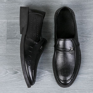 Free Shipping MenS Leather Dress Shoes Business Formal Shoes Soft-Soled Non-Slip Summer Sandals Mid-Aged And Elderly MenS Black Leather Shoes Summer Sandals