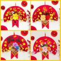 Quạt giấy đỏ kết hoa trang trí Tết 2023, decor treo tường phòng khách, nhà hàng. 