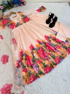 New Party Wear Look Fox Gerorrget Gown With Dupatta  pant