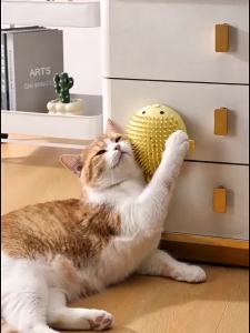 xpkQ Wall-Mounted Corner Cat Scratcher Globefish Shape Stress Relief Wall Cat Self-Groomer Itchy Skin Relief Multi-purpose 5T9N4