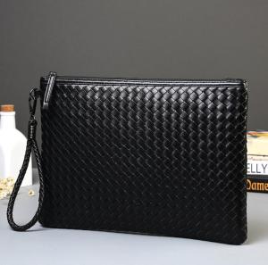 Laoshizi Men High Quality Capacity PU Leather Hand Weaving Trend Hand bag Envelopes Tote Business Clutch