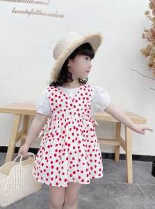 Dress anak perempuan Setelan One Set Anak Cewek motif  Polkadotte untuk umur 2 sampai 5 Tahun G 04