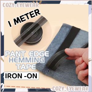 (1 METER) Iron-on  Self-Adhesive Trousers Stickers Pants Edge Shorten Tools Pants Hemming Tape Length Adjustment Paste