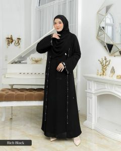 Mahreen abaya sultan model mewah warna hitam mahogany burgundy  terbaru 2025/abaya turki payet mutiara lebaran viral baju gamis kondangan gaun pesta terbaru 2025 set outer mewah kekinian