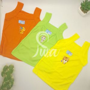 ISWA - 12pc 6pc 3pc Kaos Dalam Singlet Anak Perempuan Gambar Karakter Lusinan Usia 1-10 Tahun Katun
