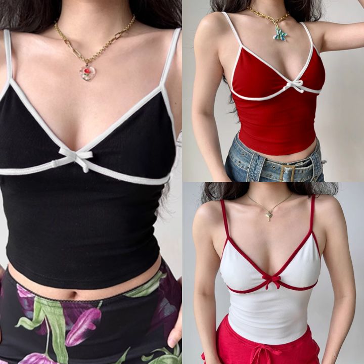 KILY.PH V-Neck Coquette Top Two-Toned Trending Ribbon String Sando Top Womenswear Fit 6A0337
