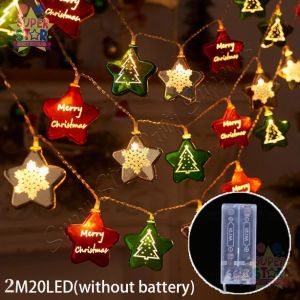 2M 10LED Christmas Lights Electroplating Ball led Light String Christmas Tree Snowflake Star Mirror Light Christmas Decorations for Home 2025