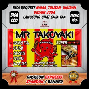 Spanduk banner takoyaki ukuran 100x50cm