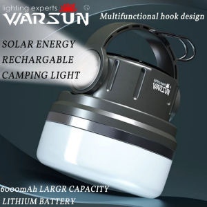 Warsun ES06 Solar Camping Lantern Rechargeable Waterproof Emergency Light - Portable Outdoor Solar LED with 6 Modes