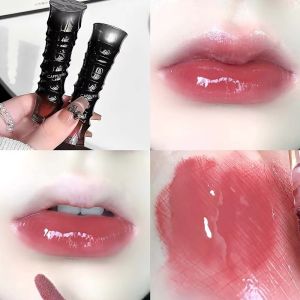 INNEWIN Crystal Glossy Lip Stain Red-Brown Sheer Nude Glitter Lip Tint Punk Waterproof Lip Gloss Makeup Cosmetics