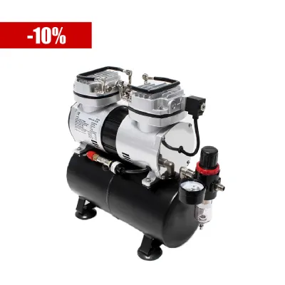 HAOSHENG AS196 Twin Cylinder Airbrush Compressor with Tank for Spray Painting / Cake Deco / Nail Art / Manicure / Gundam Action Figure Painting