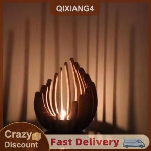 【QIXIANG4】 Máy tính để bàn trang trí tác phẩm nghệ thuật bằng gỗ DIY thủ công nến Đèn đứng trang trí sắp xếp lễ hội quà tặng đồ trang trí