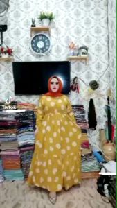 dress jumbo kopi pecah ld 120 lengan panjang kerut