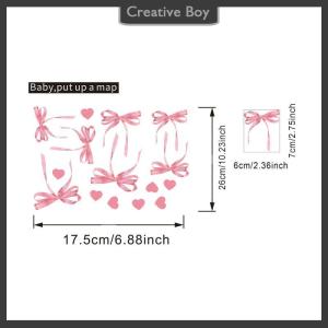 [Creative] Cute Pink Bow Wall Stickers Boho Bowknot Bedroom Decorative Wall Stickers Love Heart Bow Fridge Stickers DIY Home Decoration